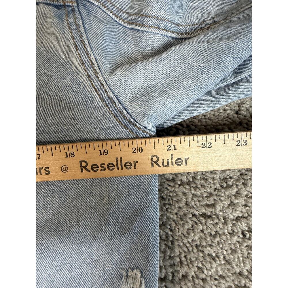 RUDE Jacket Mens M Blue Biker Denim Distressed Collared Button Pockets - Picture 9 of 10